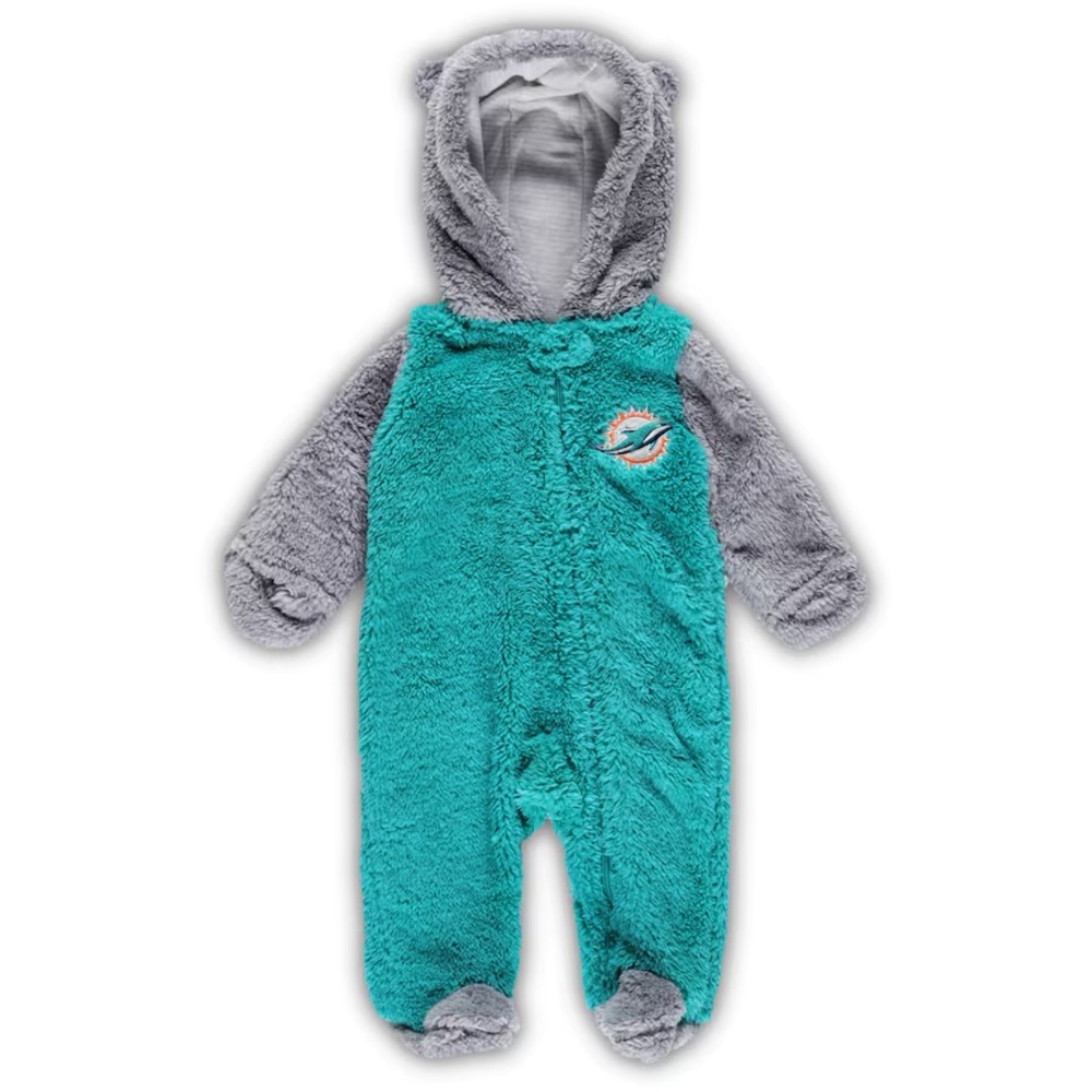 NWOT Miami Dolphins Aqua/Gray Onesie Full Zip Sleeper
